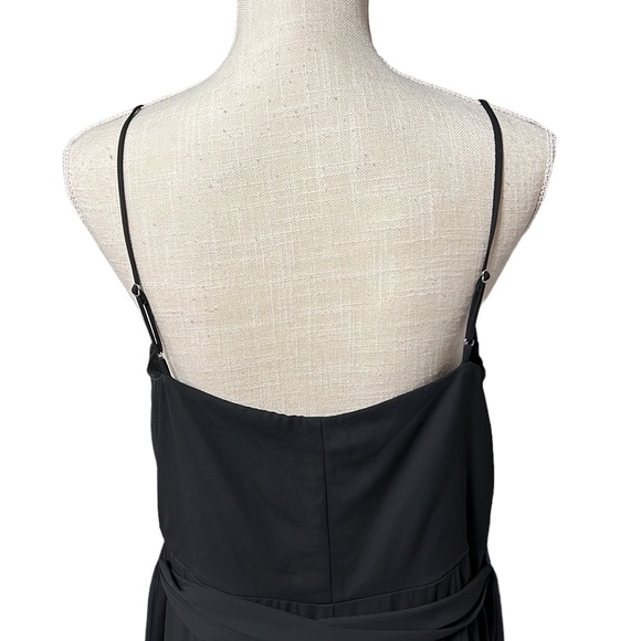 J Crew Spaghetti Strap Black Drapey Faux Wrap Ruffles Mid Calf Midi Womens 14 - Picture 5 of 11